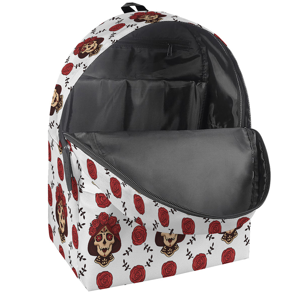 Calavera Girl Skull Pattern Print Backpack