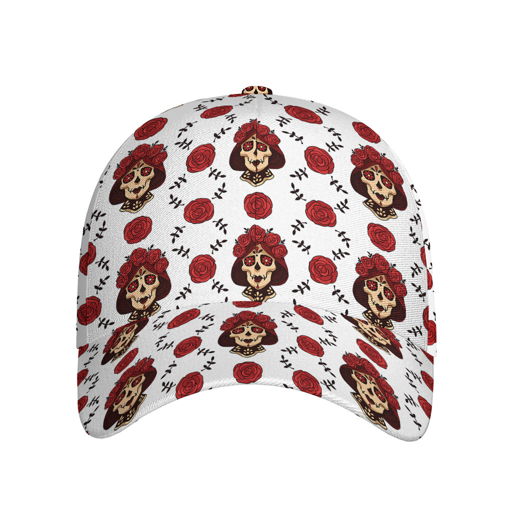 Calavera Girl Skull Pattern Print Baseball Cap