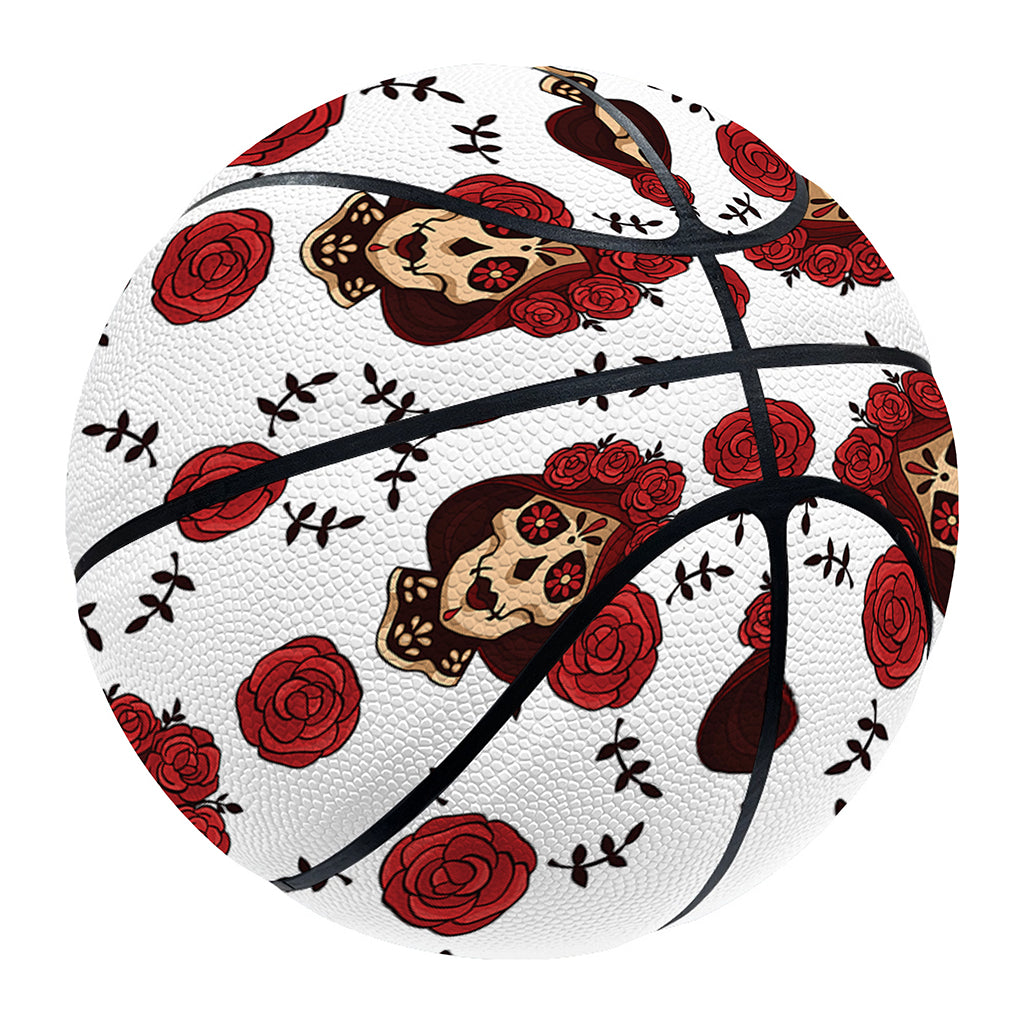 Calavera Girl Skull Pattern Print Basketball