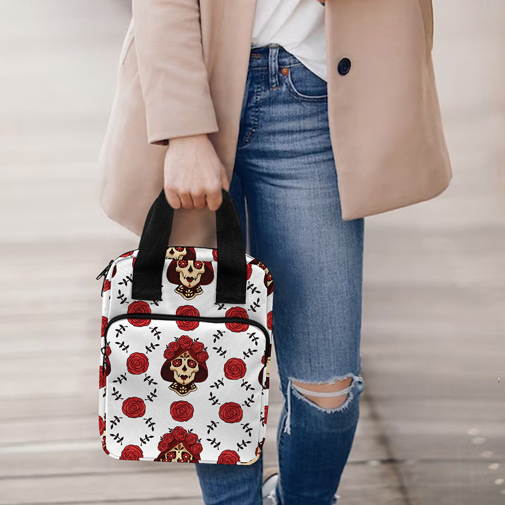 Calavera Girl Skull Pattern Print Bible Tote Bag