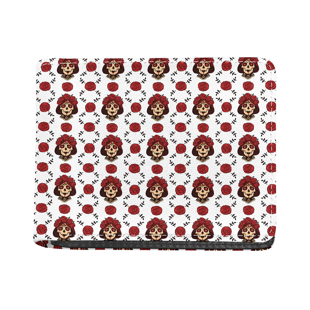 Calavera Girl Skull Pattern Print Bifold Wallet