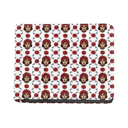 Calavera Girl Skull Pattern Print Bifold Wallet