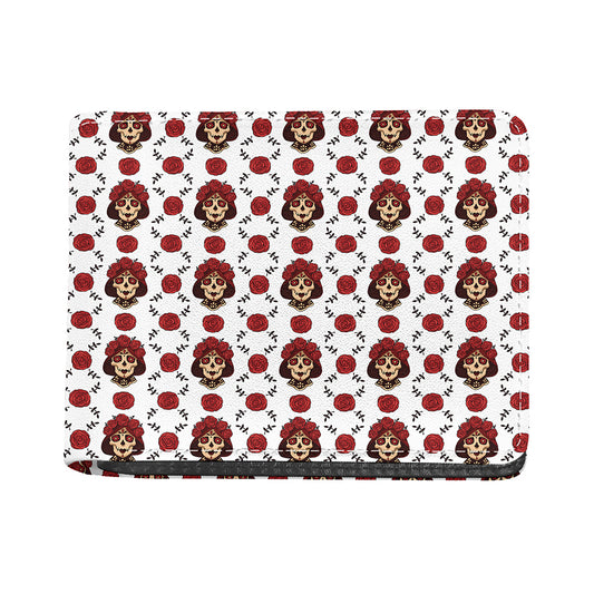 Calavera Girl Skull Pattern Print Bifold Wallet