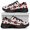 Calavera Girl Skull Pattern Print Black Chunky Shoes