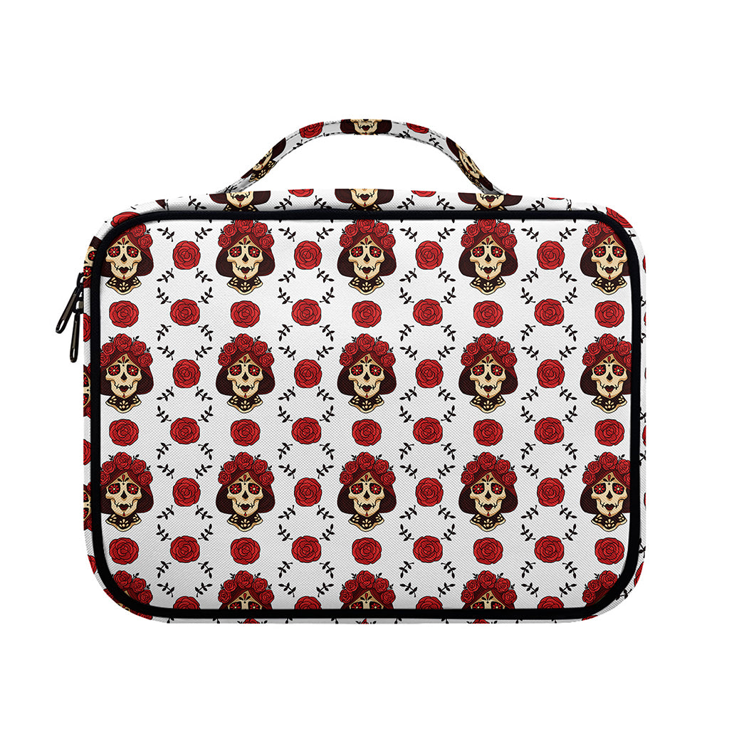 Calavera Girl Skull Pattern Print Briefcase Bible Bag