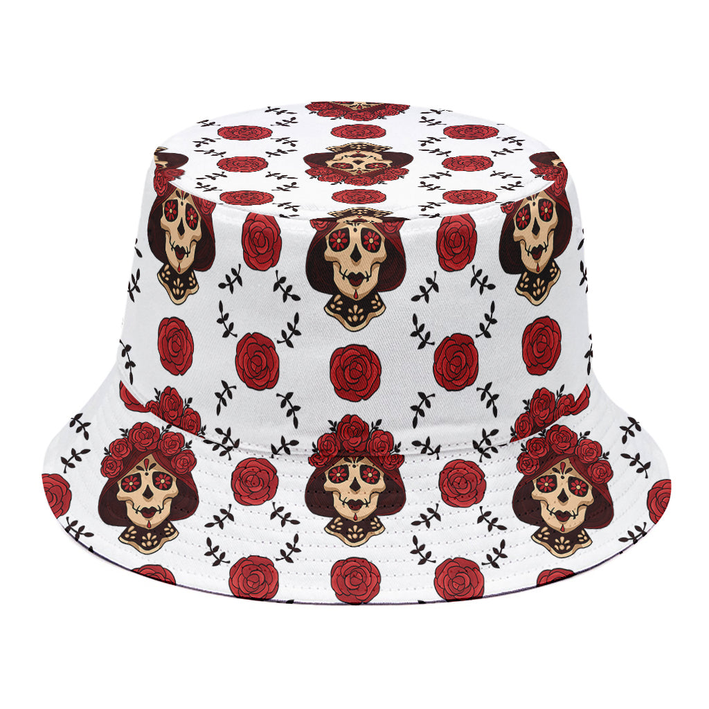 Calavera Girl Skull Pattern Print Bucket Hat