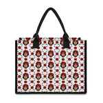 Calavera Girl Skull Pattern Print Canvas Tote Bag