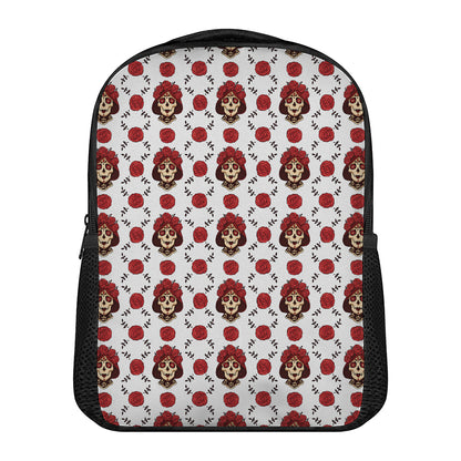 Calavera Girl Skull Pattern Print Casual Backpack