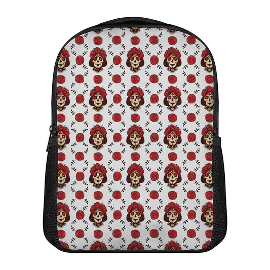 Calavera Girl Skull Pattern Print Casual Backpack