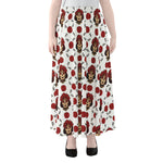 Calavera Girl Skull Pattern Print Chiffon Maxi Skirt