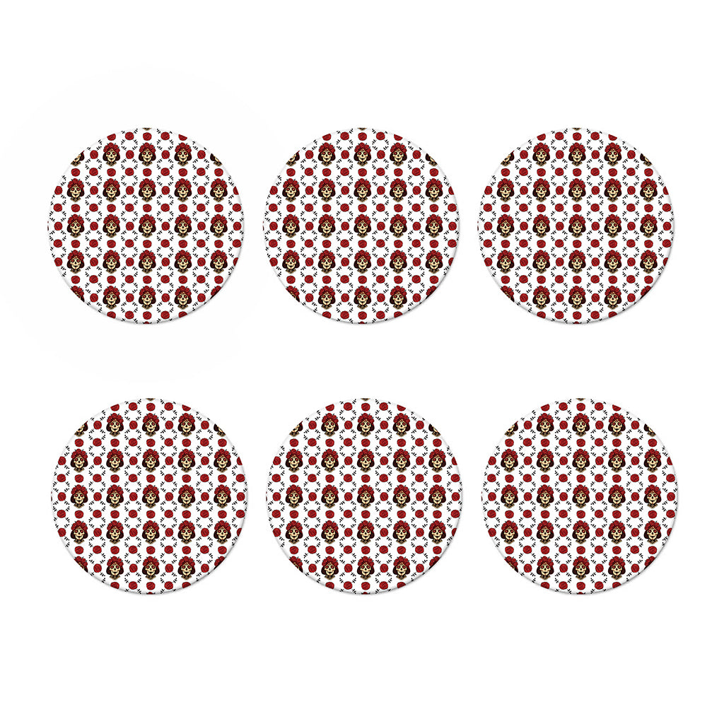 Calavera Girl Skull Pattern Print Coaster Set