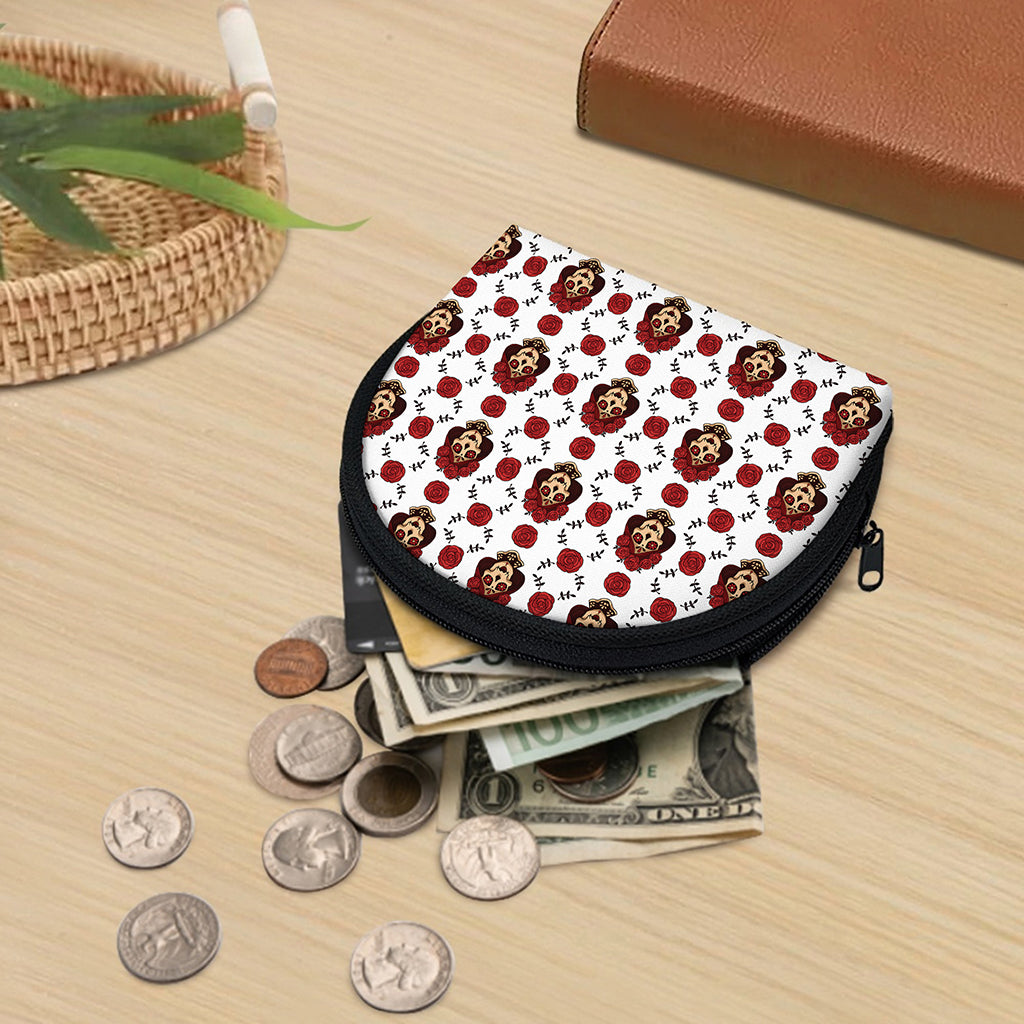 Calavera Girl Skull Pattern Print Coin Purse