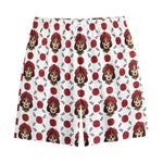 Calavera Girl Skull Pattern Print Cotton Shorts