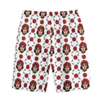 Calavera Girl Skull Pattern Print Cotton Shorts