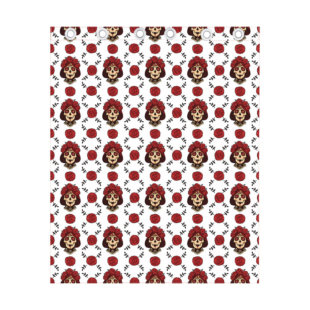 Calavera Girl Skull Pattern Print Curtain