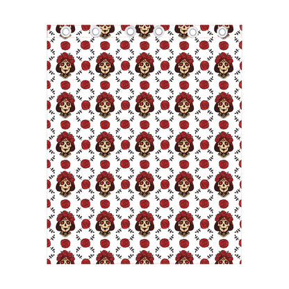 Calavera Girl Skull Pattern Print Curtain
