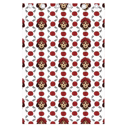 Calavera Girl Skull Pattern Print Curtain