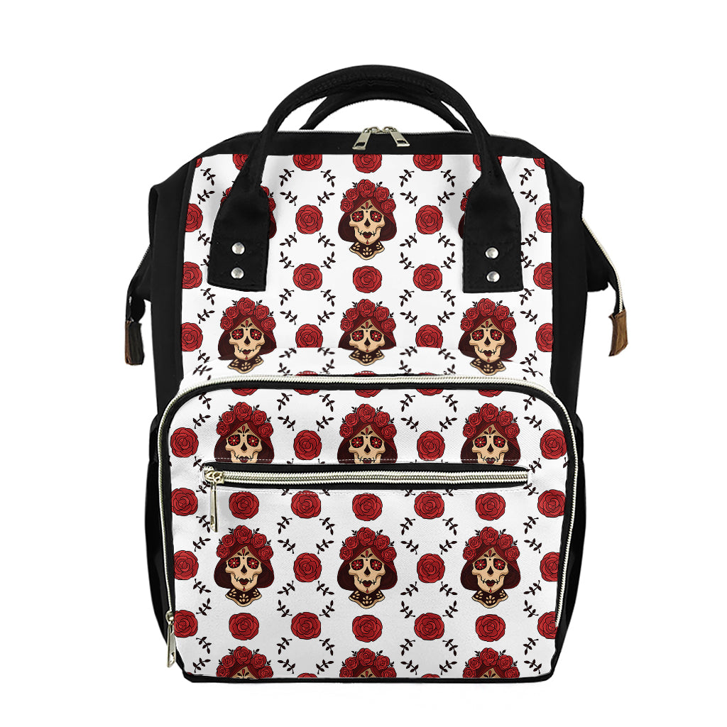 Calavera Girl Skull Pattern Print Diaper Bag