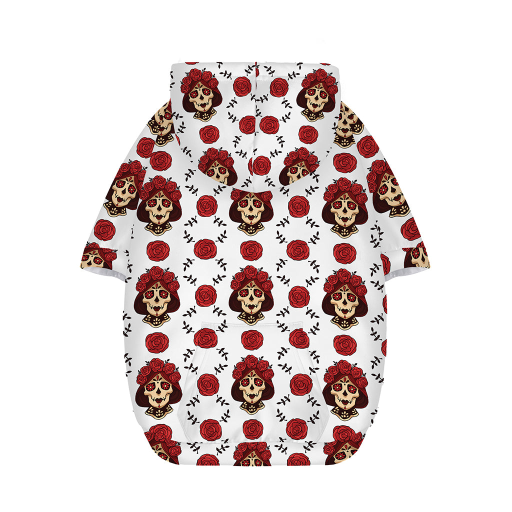 Calavera Girl Skull Pattern Print Dog Zip Up Hoodie