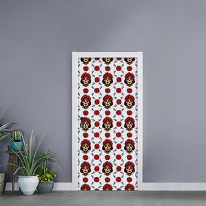 Calavera Girl Skull Pattern Print Door Sticker