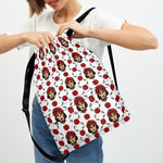 Calavera Girl Skull Pattern Print Drawstring Backpack