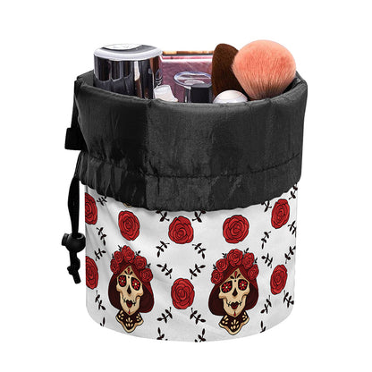 Calavera Girl Skull Pattern Print Drawstring Makeup Bag