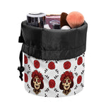 Calavera Girl Skull Pattern Print Drawstring Makeup Bag