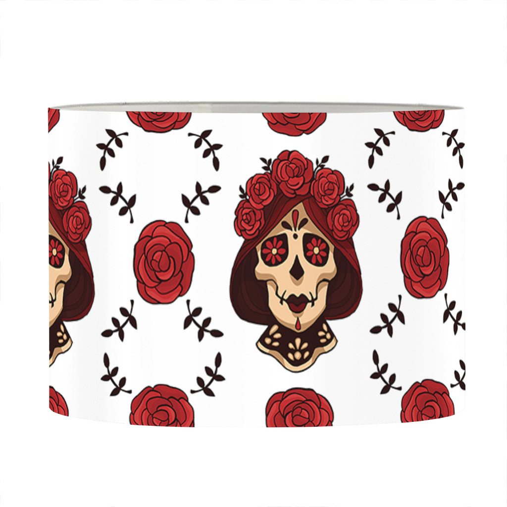 Calavera Girl Skull Pattern Print Drum Lamp Shade
