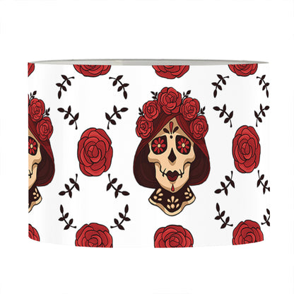 Calavera Girl Skull Pattern Print Drum Lamp Shade