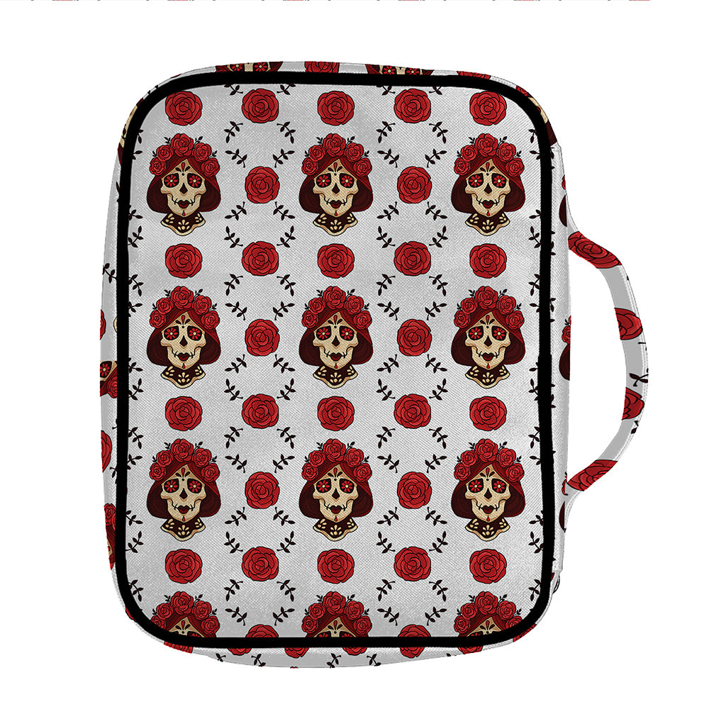 Calavera Girl Skull Pattern Print Front Pocket Bible Bag