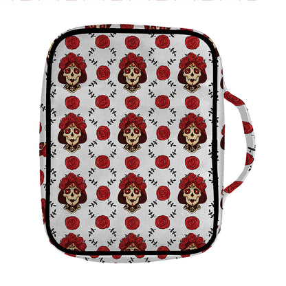Calavera Girl Skull Pattern Print Front Pocket Bible Bag