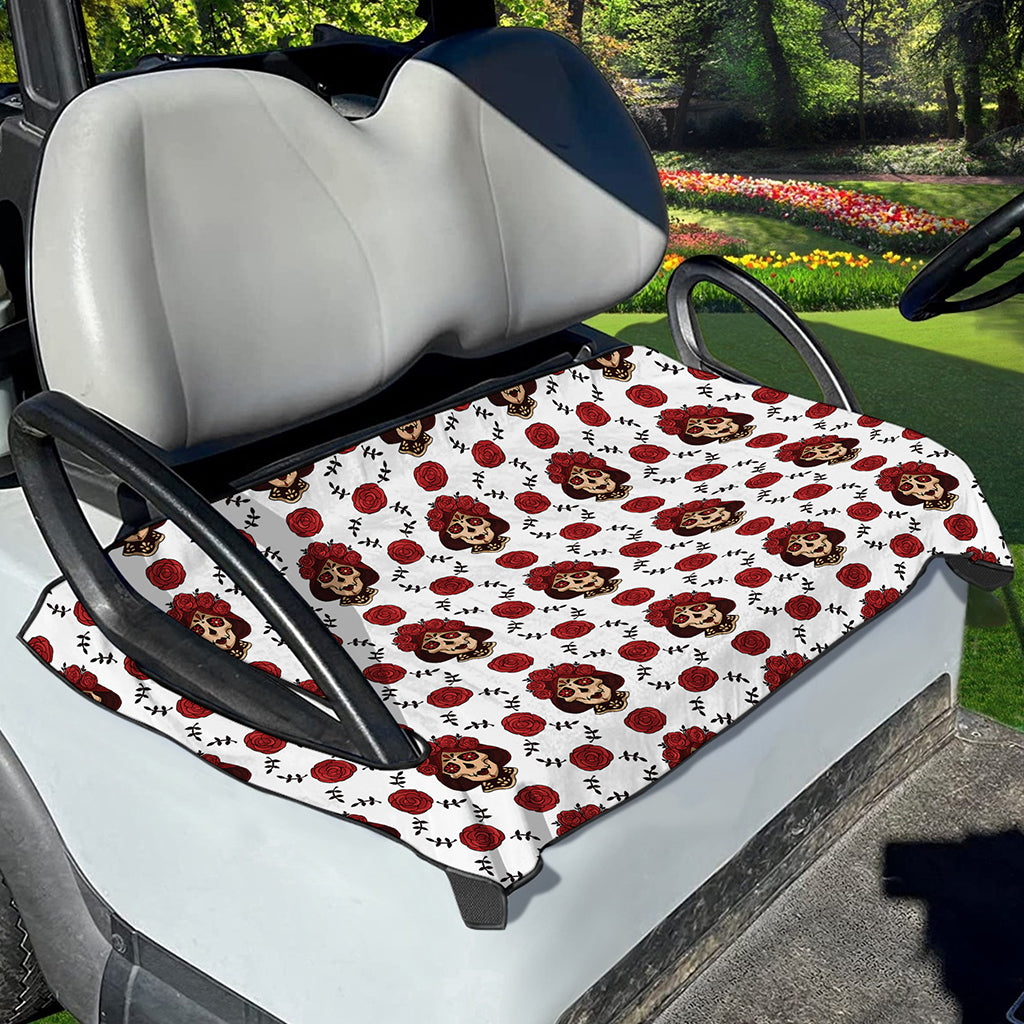 Calavera Girl Skull Pattern Print Golf Cart Seat Cover