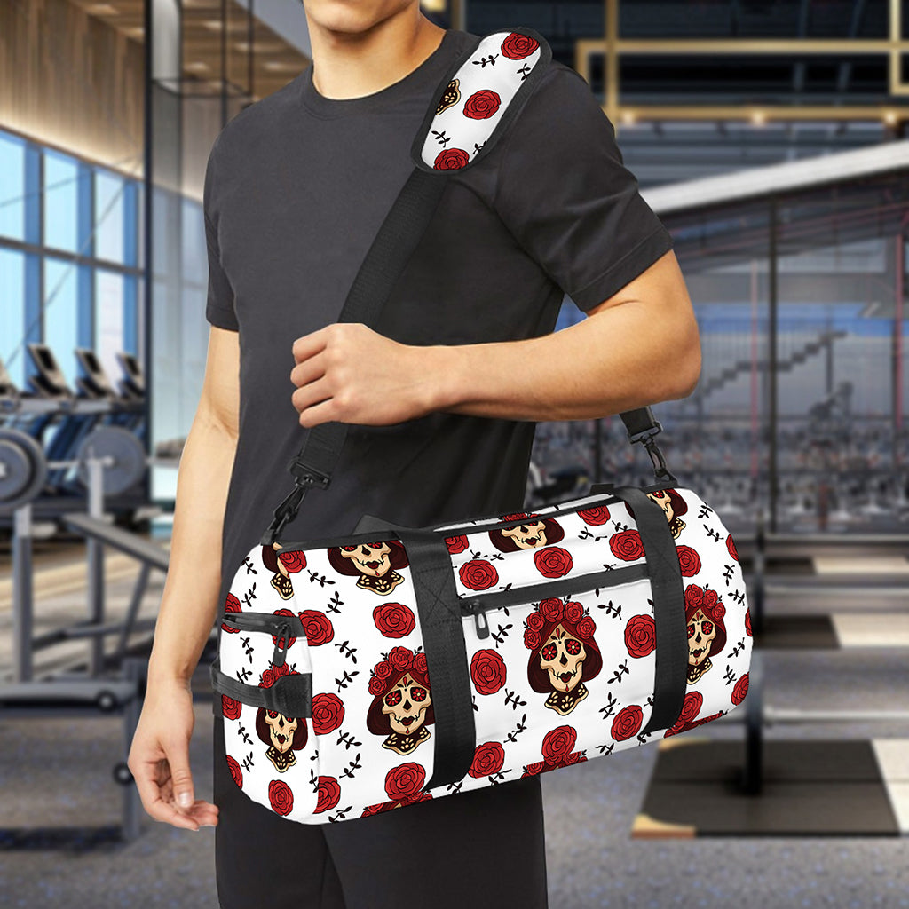 Calavera Girl Skull Pattern Print Gym Bag