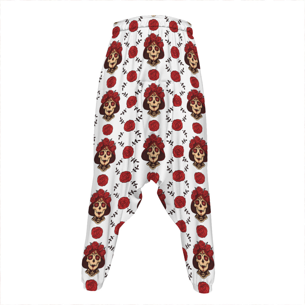 Calavera Girl Skull Pattern Print Hammer Pants