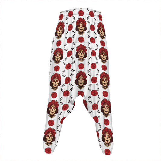Calavera Girl Skull Pattern Print Hammer Pants