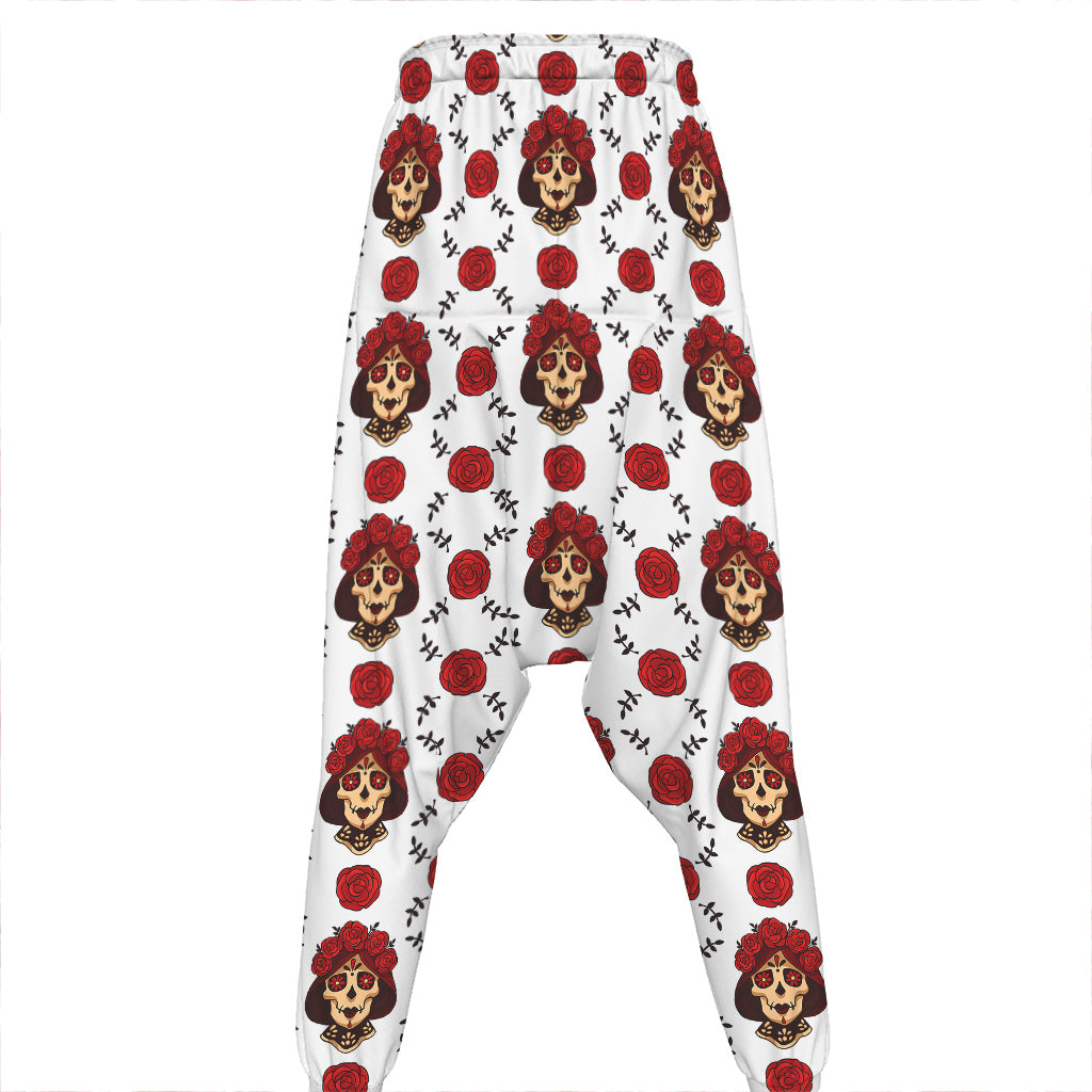 Calavera Girl Skull Pattern Print Hammer Pants