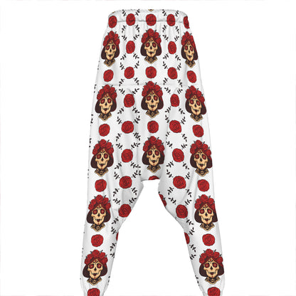 Calavera Girl Skull Pattern Print Hammer Pants