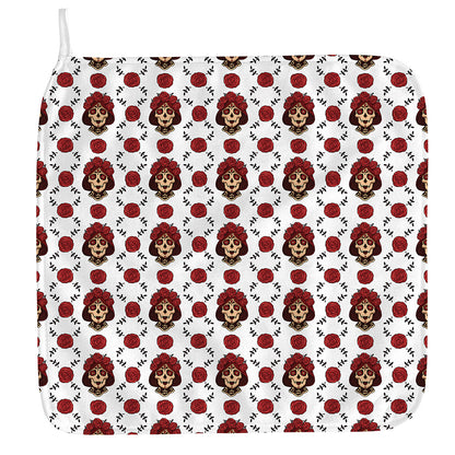 Calavera Girl Skull Pattern Print Hand Towel