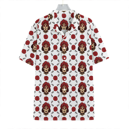 Calavera Girl Skull Pattern Print Hawaiian Shirt