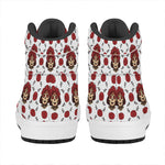 Calavera Girl Skull Pattern Print High Top Leather Sneakers