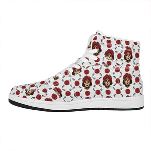 Calavera Girl Skull Pattern Print High Top Leather Sneakers