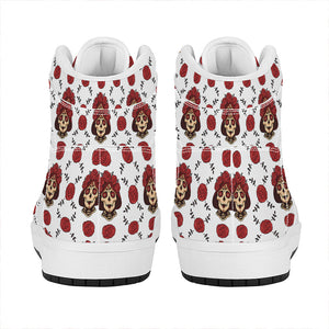 Calavera Girl Skull Pattern Print High Top Leather Sneakers