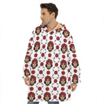 Calavera Girl Skull Pattern Print Hoodie Blanket