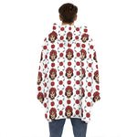 Calavera Girl Skull Pattern Print Hoodie Blanket