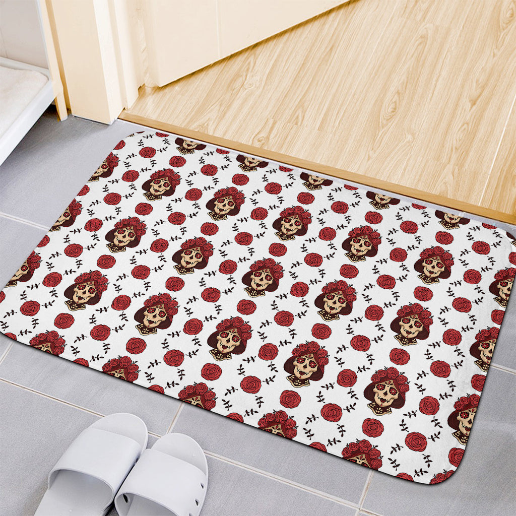 Calavera Girl Skull Pattern Print Indoor Door Mat