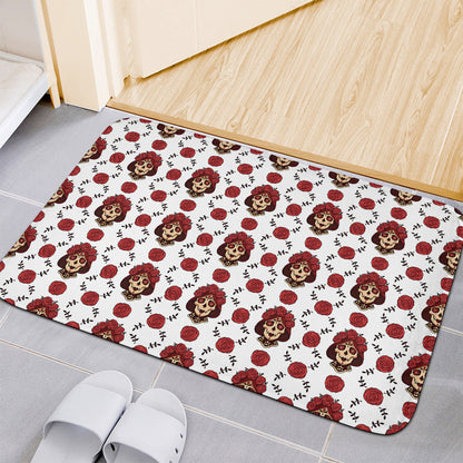 Calavera Girl Skull Pattern Print Indoor Door Mat