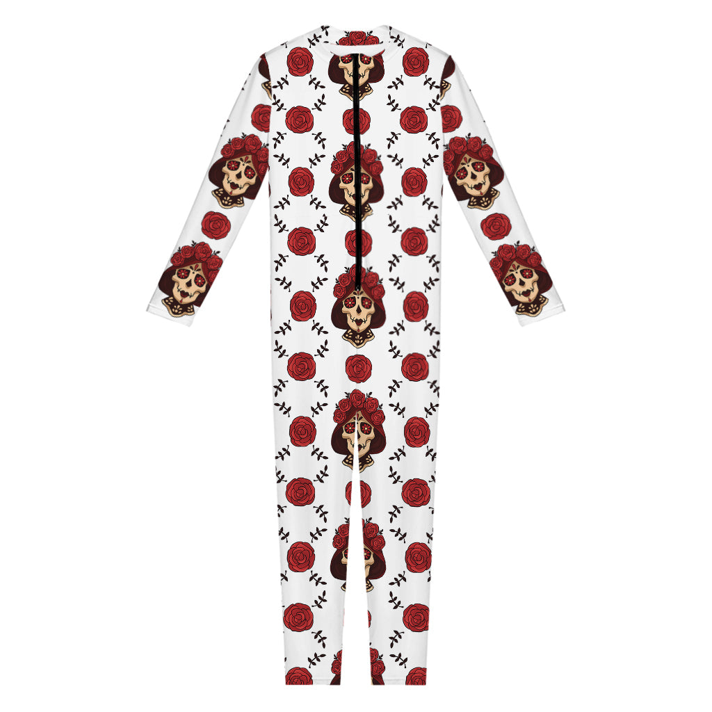 Calavera Girl Skull Pattern Print Jumpsuit