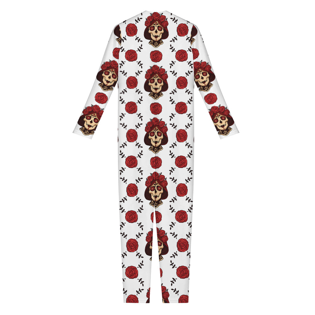 Calavera Girl Skull Pattern Print Jumpsuit