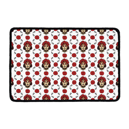 Calavera Girl Skull Pattern Print Kitchen Mat