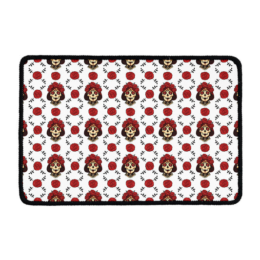 Calavera Girl Skull Pattern Print Kitchen Mat